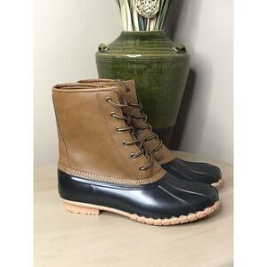 TOTES ARIELTAN DUCK Waterproof Winter/Snow Boots Navy/Tan NEW‎